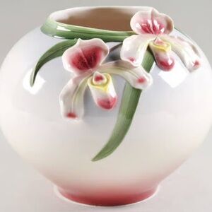 Lady Slipper Orchid Embellished Ceramic Vase / bowl by Franz